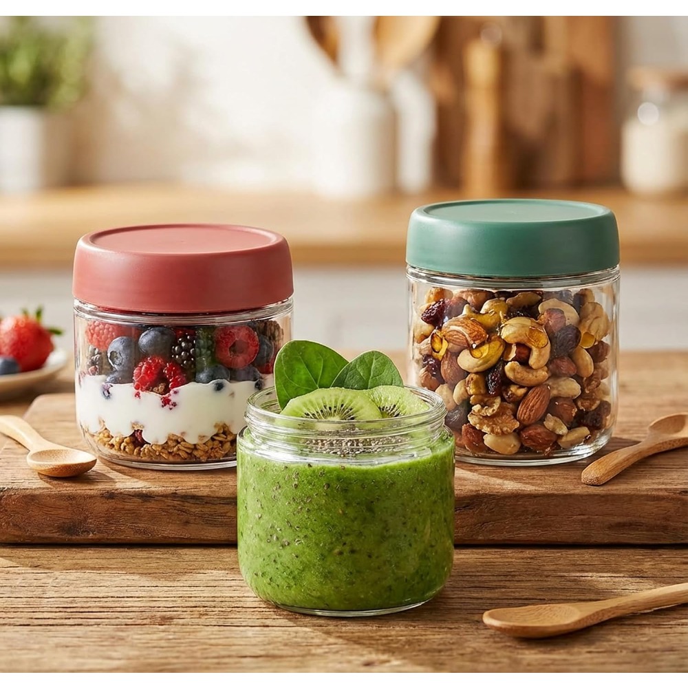 Food Storage Glass - Lot de 3 bocaux en verre