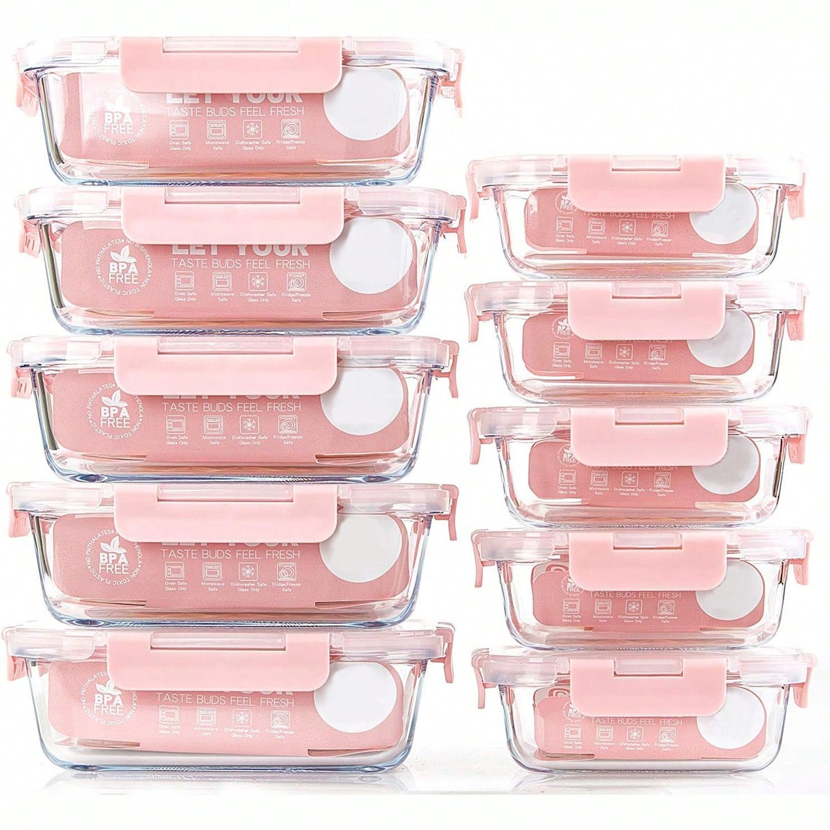 Food Storage Glass - Lot de 10 récipients en verre