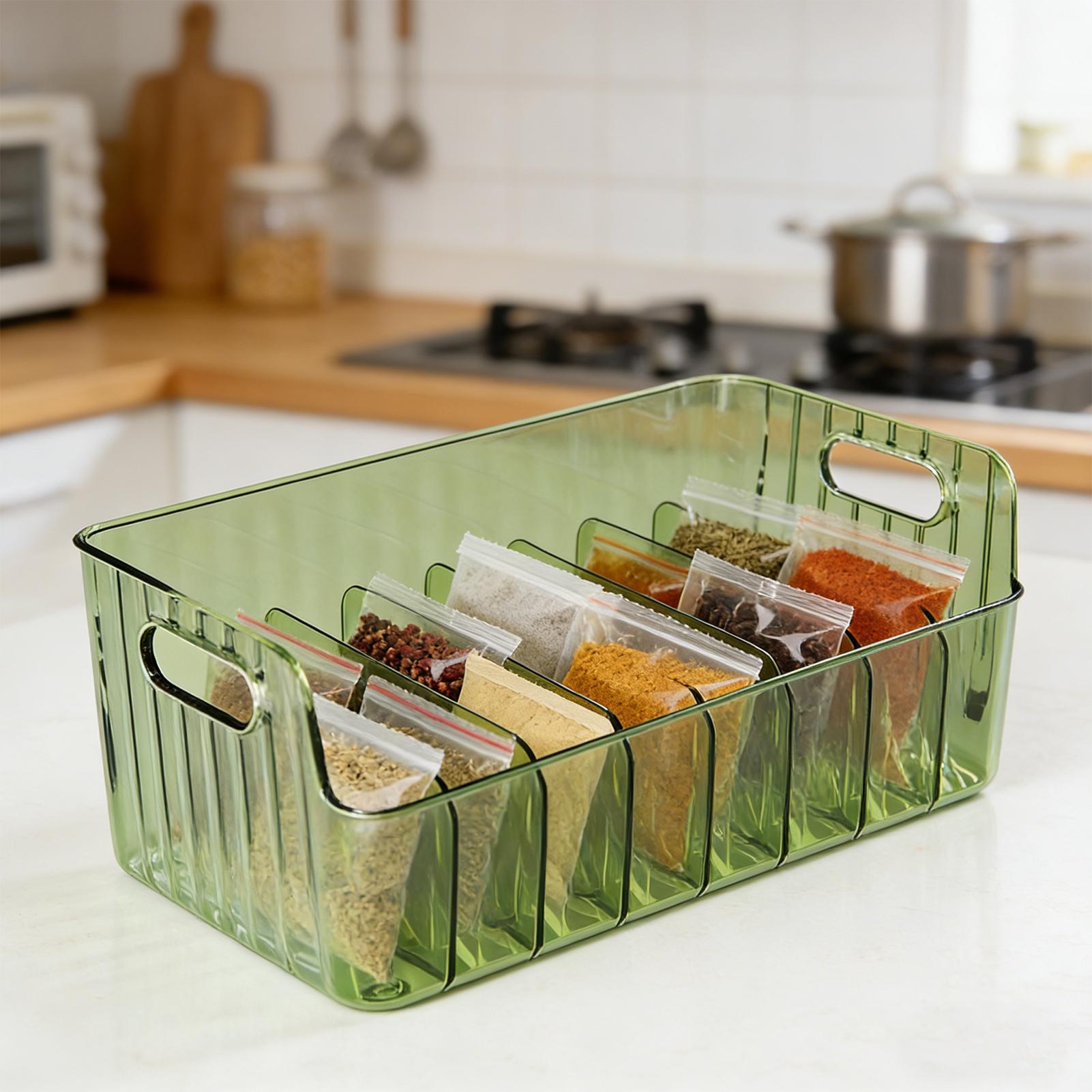 Food Storage Dividers - Étagère à Épices Transparente avec Compartiments,