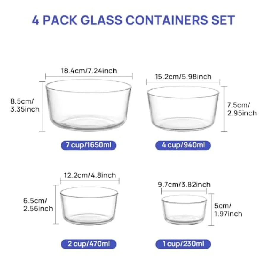 Lot de 4 bols en verre avec co - Food Storage Glass avis et prix