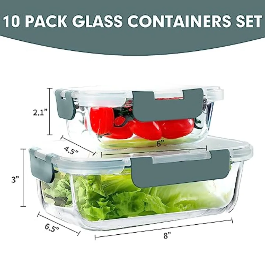 Lot de 10 contenants en verre  - Food Storage Glass avis et prix